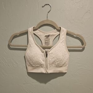 Avia Women's White Zip-Front Sports Bra